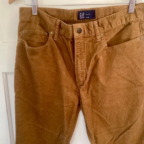 GAP Men's Brown Corduroy Slim Pants Size 33Wx30L 5 Pocket Cord Business Casual - Picture 5 of 13